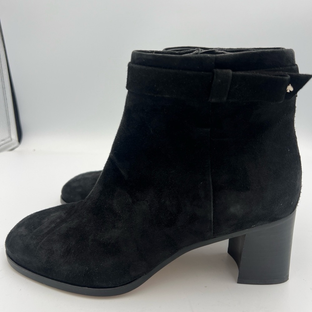 KATE SPADE  NY Madelaine Black Suede Ankle Booties Women’s Size US 8 EU 38.5 NEW